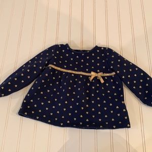 Carters Navy and Gold Heart top, 24 months